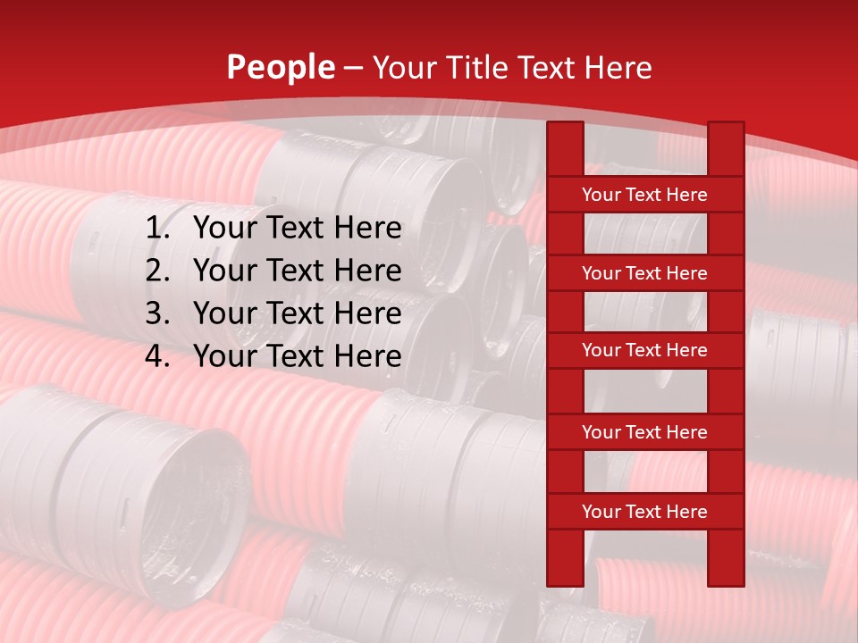 Red Curvilinear Tubes For Construction PowerPoint Template