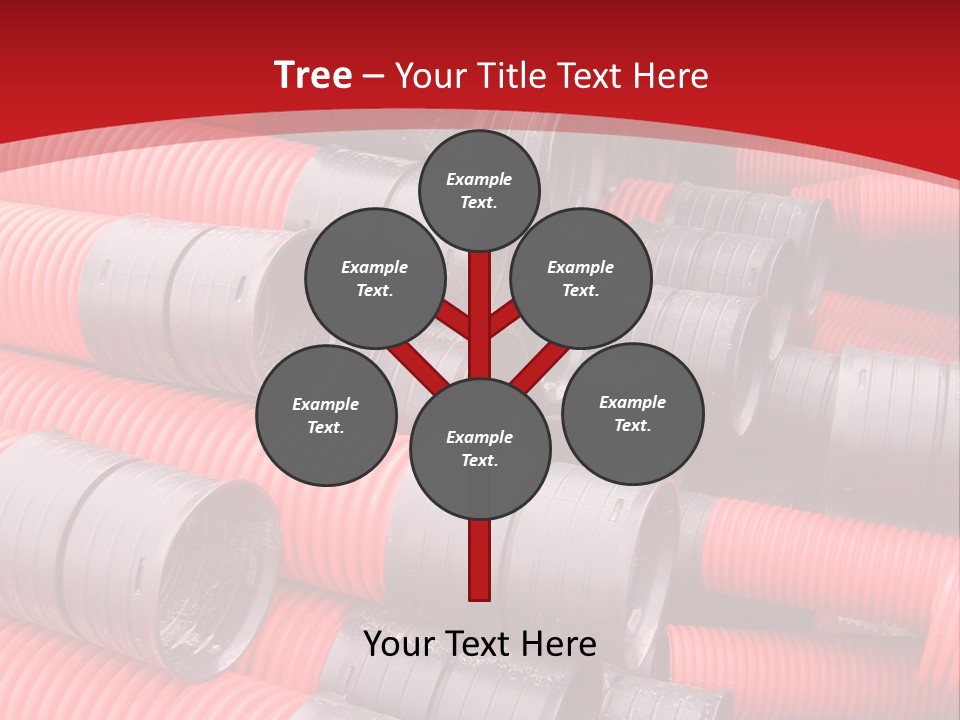 Red Curvilinear Tubes For Construction PowerPoint Template