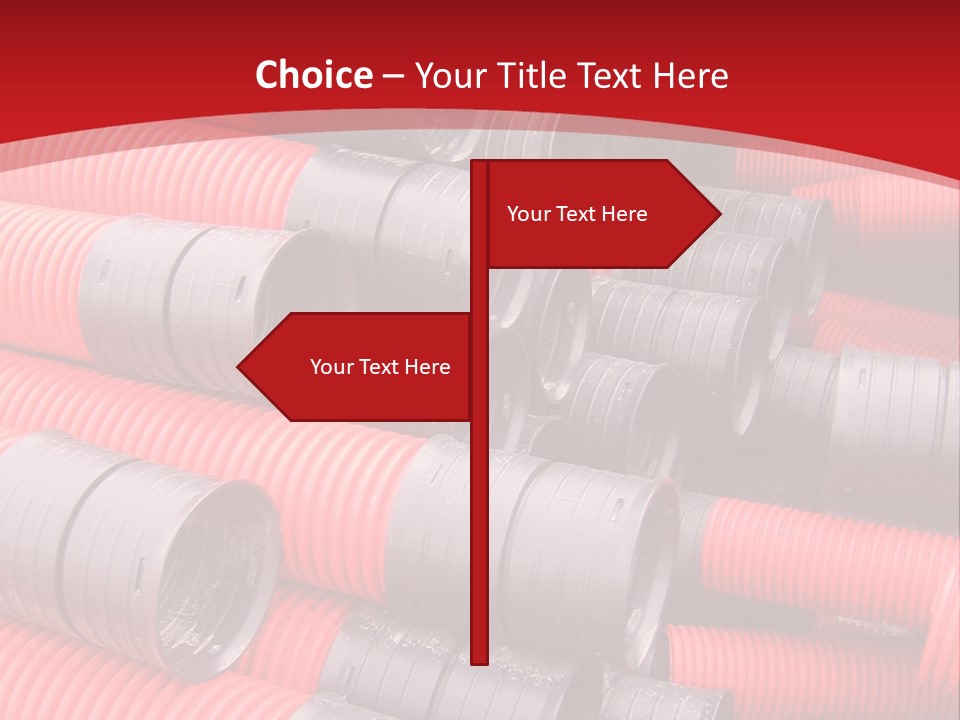Red Curvilinear Tubes For Construction PowerPoint Template
