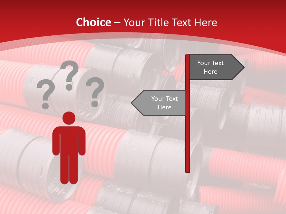 Red Curvilinear Tubes For Construction PowerPoint Template