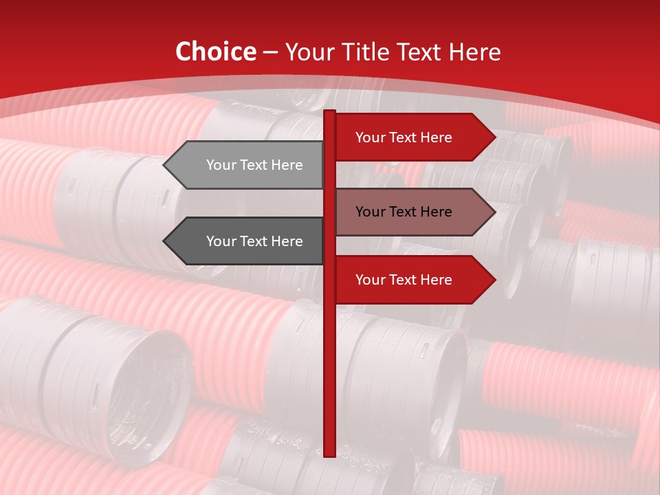 Red Curvilinear Tubes For Construction PowerPoint Template