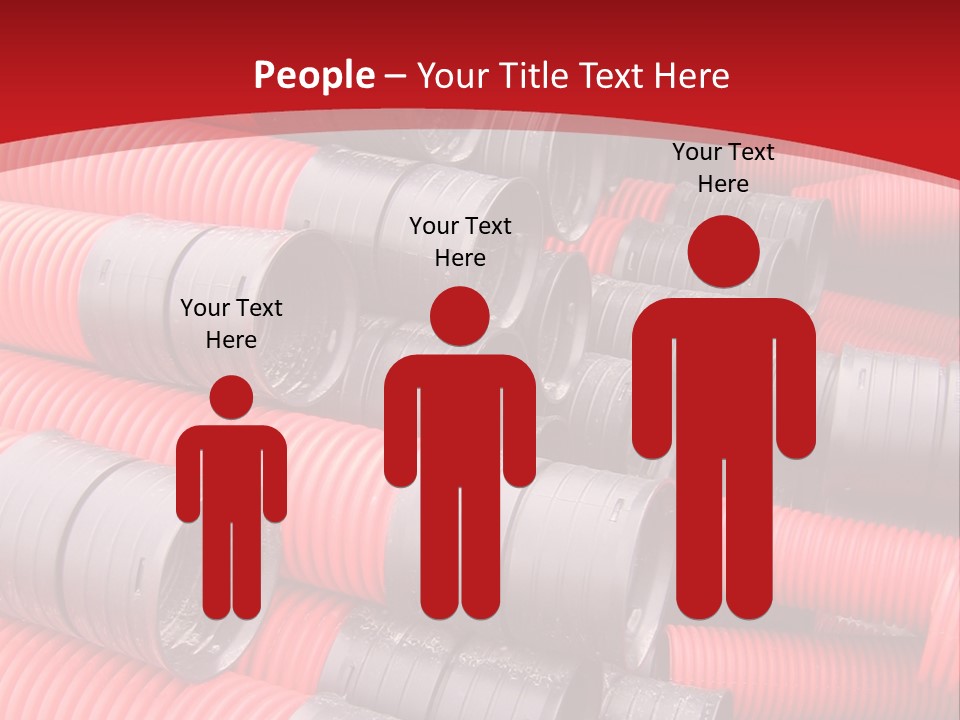 Red Curvilinear Tubes For Construction PowerPoint Template