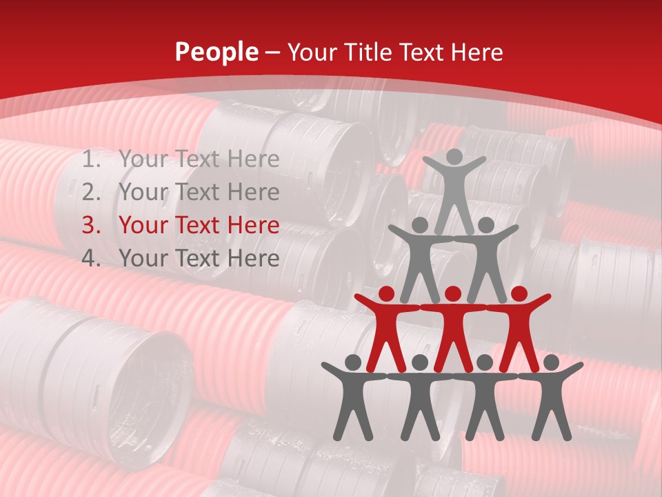 Red Curvilinear Tubes For Construction PowerPoint Template