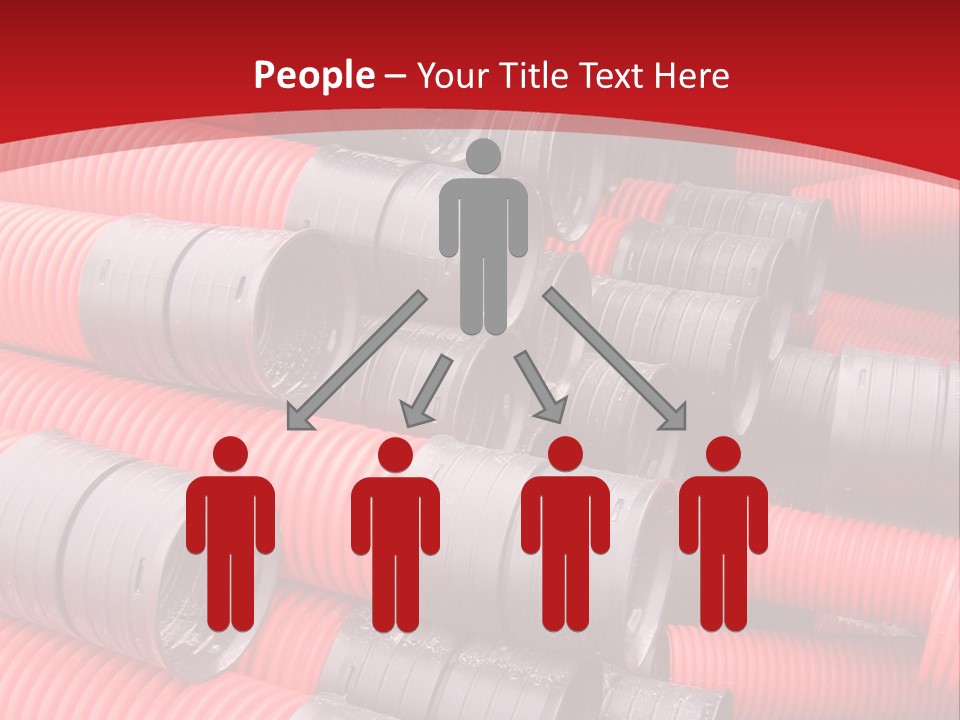 Red Curvilinear Tubes For Construction PowerPoint Template