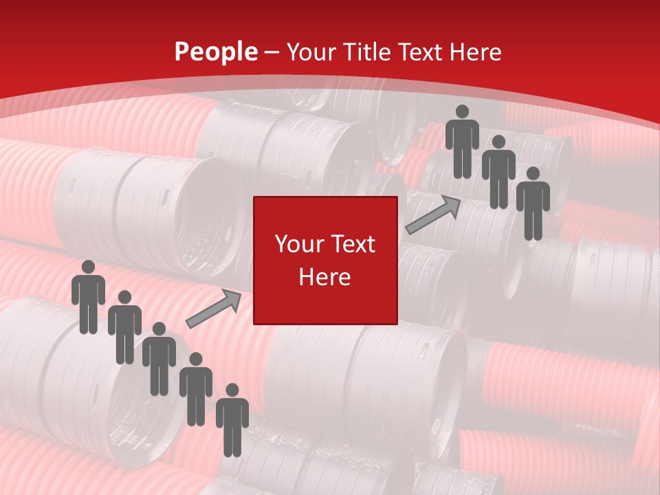 Red Curvilinear Tubes For Construction PowerPoint Template