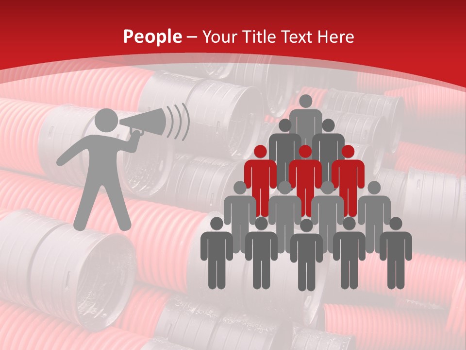 Red Curvilinear Tubes For Construction PowerPoint Template