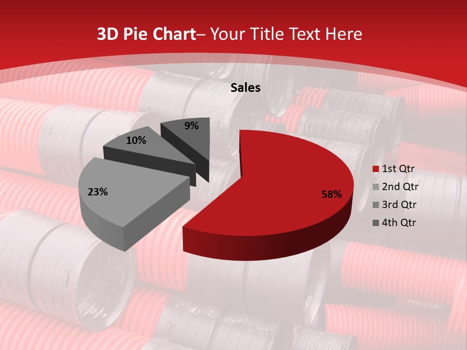 Red Curvilinear Tubes For Construction PowerPoint Template