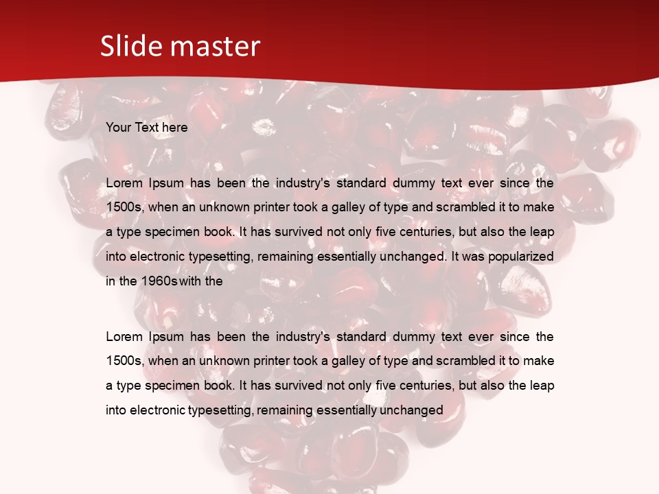 Heart Shaped Pomegranate Seeds, High Key, Vivid And Detailed PowerPoint Template