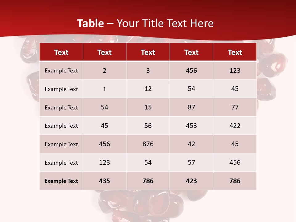 Heart Shaped Pomegranate Seeds, High Key, Vivid And Detailed PowerPoint Template