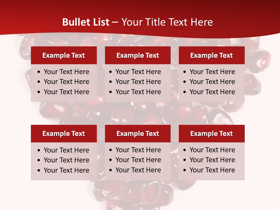 Heart Shaped Pomegranate Seeds, High Key, Vivid And Detailed PowerPoint Template