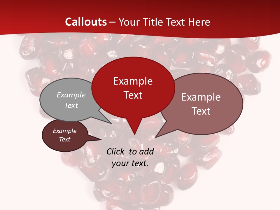 Heart Shaped Pomegranate Seeds, High Key, Vivid And Detailed PowerPoint Template