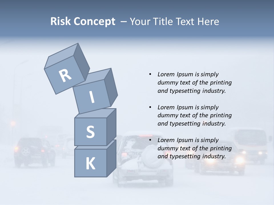 Snowstorm, Poor Visibility,Slick Roads And Lots Of Traffic. PowerPoint Template