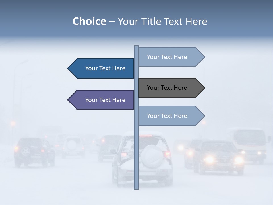 Snowstorm, Poor Visibility,Slick Roads And Lots Of Traffic. PowerPoint Template