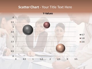 Businessman Leaning On Desk, Explaining To Four Colleagues Sitting. PowerPoint Template