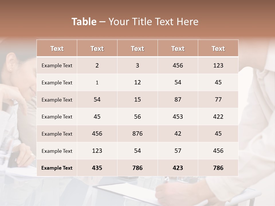 Businessman Leaning On Desk, Explaining To Four Colleagues Sitting. PowerPoint Template
