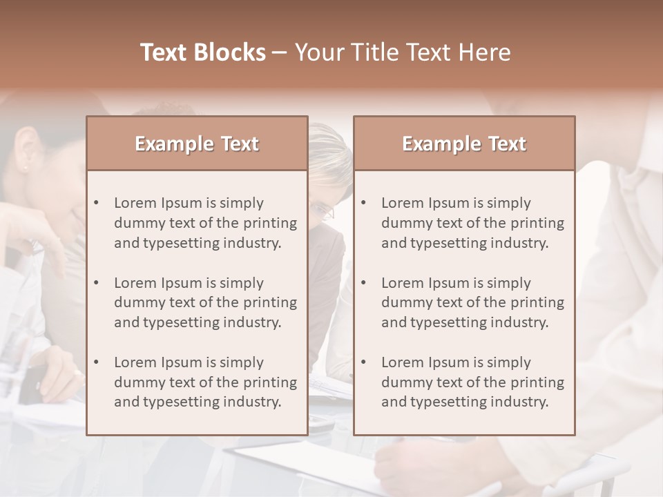 Businessman Leaning On Desk, Explaining To Four Colleagues Sitting. PowerPoint Template