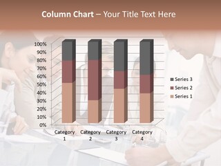 Businessman Leaning On Desk, Explaining To Four Colleagues Sitting. PowerPoint Template