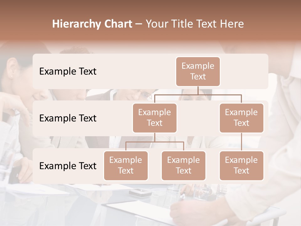 Businessman Leaning On Desk, Explaining To Four Colleagues Sitting. PowerPoint Template