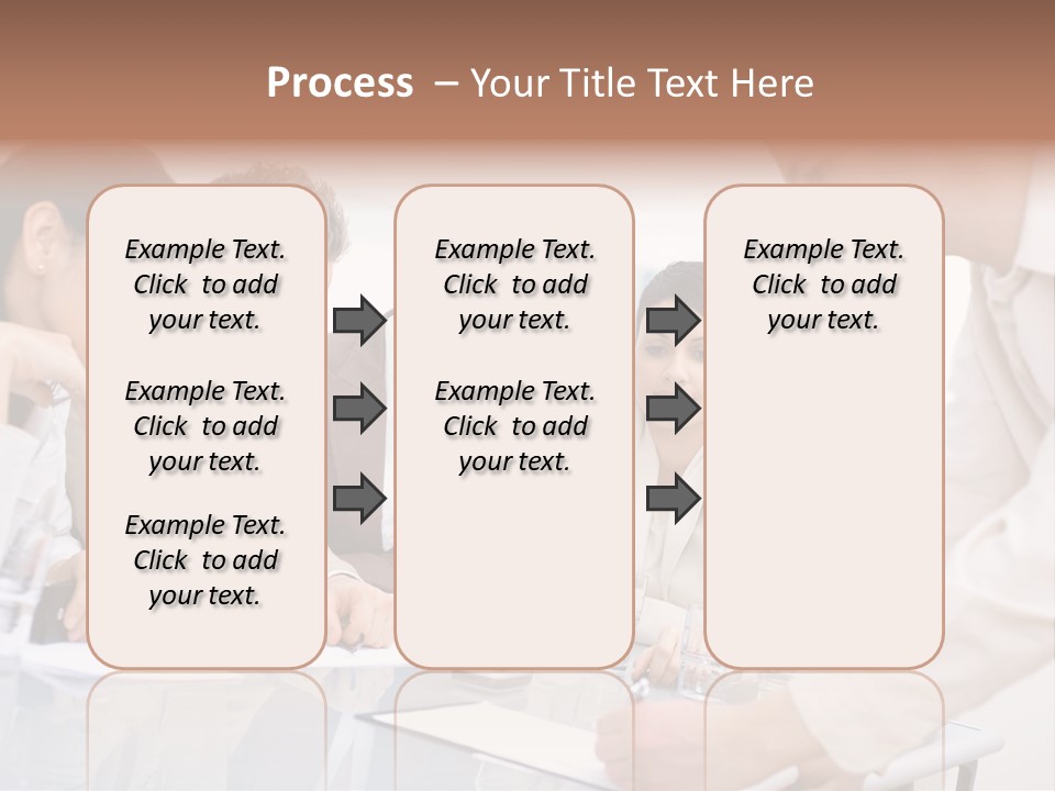Businessman Leaning On Desk, Explaining To Four Colleagues Sitting. PowerPoint Template