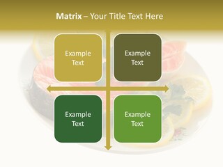 Red Salmon With Lemon And Parsley On Plate Isolated On White Background PowerPoint Template