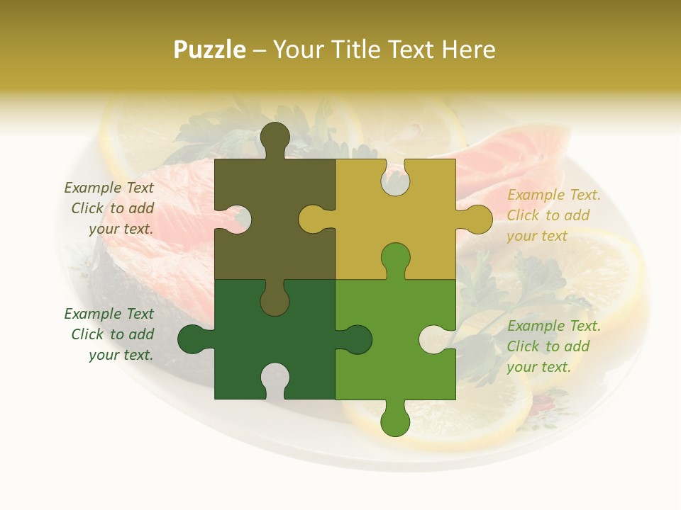 Red Salmon With Lemon And Parsley On Plate Isolated On White Background PowerPoint Template