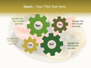 Red Salmon With Lemon And Parsley On Plate Isolated On White Background PowerPoint Template