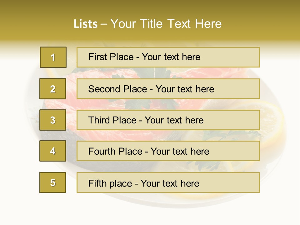 Red Salmon With Lemon And Parsley On Plate Isolated On White Background PowerPoint Template