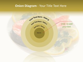Red Salmon With Lemon And Parsley On Plate Isolated On White Background PowerPoint Template