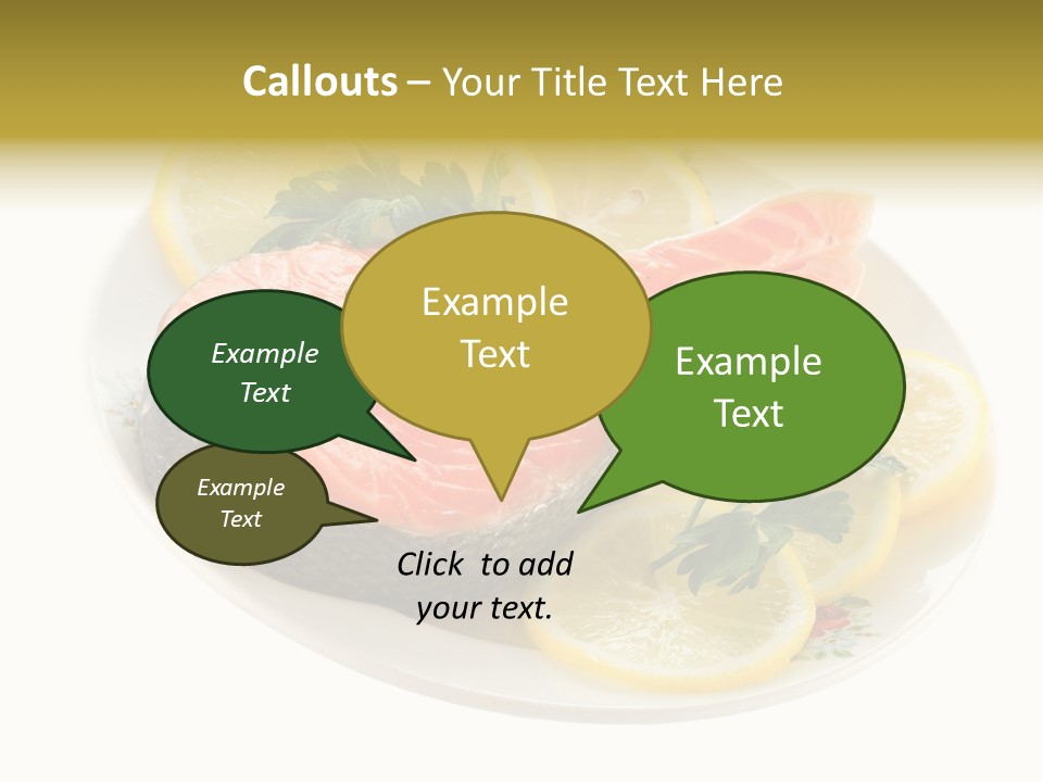 Red Salmon With Lemon And Parsley On Plate Isolated On White Background PowerPoint Template