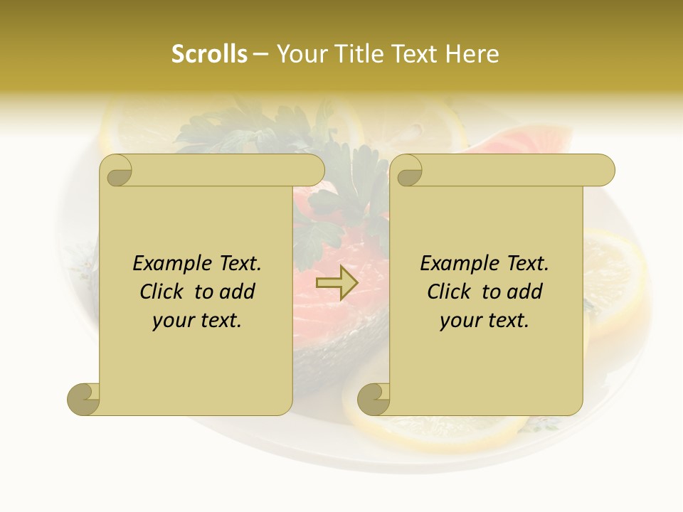 Red Salmon With Lemon And Parsley On Plate Isolated On White Background PowerPoint Template