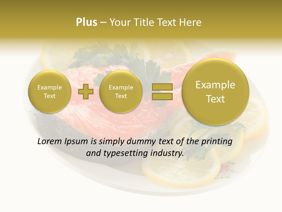 Red Salmon With Lemon And Parsley On Plate Isolated On White Background PowerPoint Template