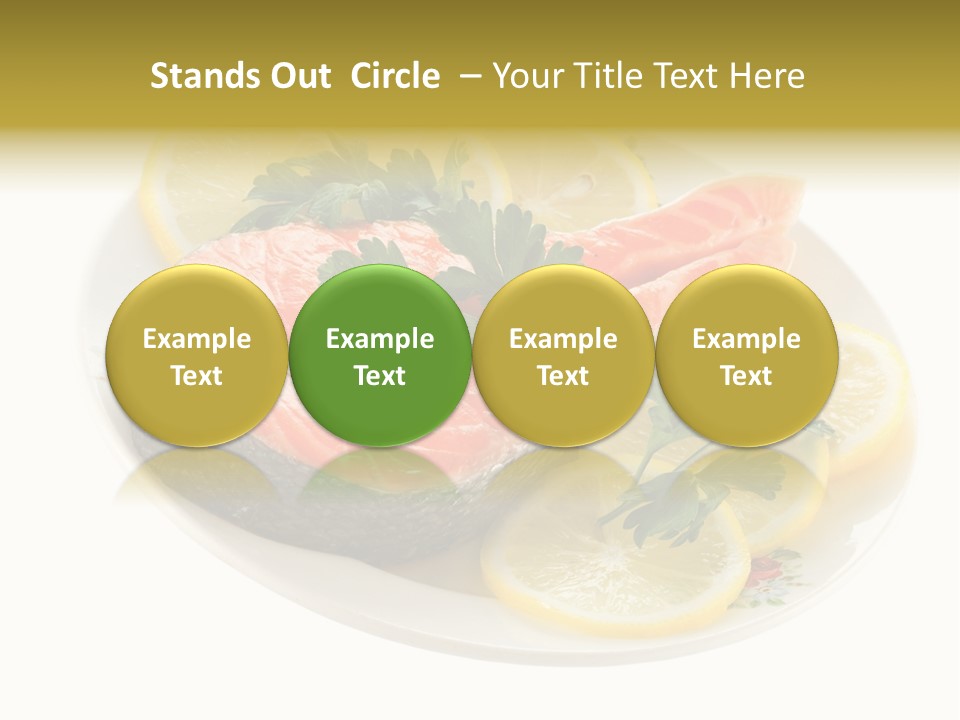 Red Salmon With Lemon And Parsley On Plate Isolated On White Background PowerPoint Template