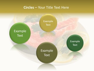 Red Salmon With Lemon And Parsley On Plate Isolated On White Background PowerPoint Template