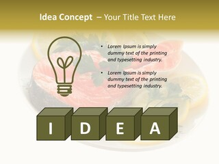 Red Salmon With Lemon And Parsley On Plate Isolated On White Background PowerPoint Template