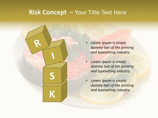 Red Salmon With Lemon And Parsley On Plate Isolated On White Background PowerPoint Template