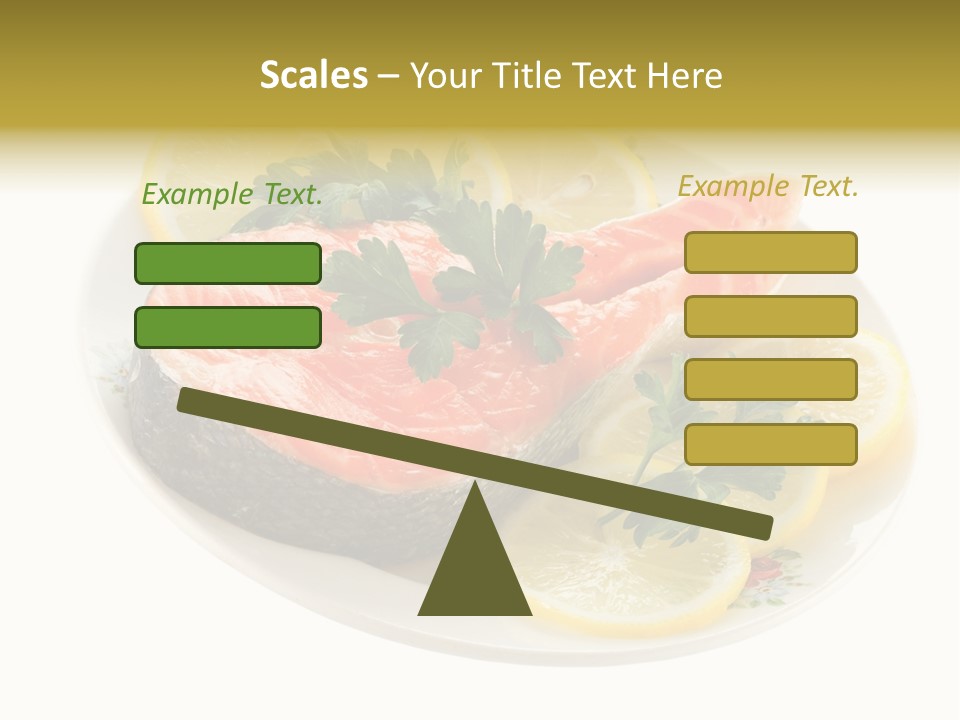 Red Salmon With Lemon And Parsley On Plate Isolated On White Background PowerPoint Template