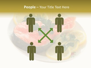 Red Salmon With Lemon And Parsley On Plate Isolated On White Background PowerPoint Template