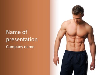 Sport And Health Body Of Young Muscular Man. Isolated On White. PowerPoint Template