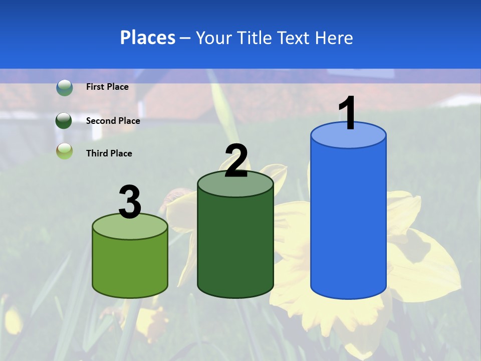 Yellow Daffodils With Blurred British Houses In The Background PowerPoint Template