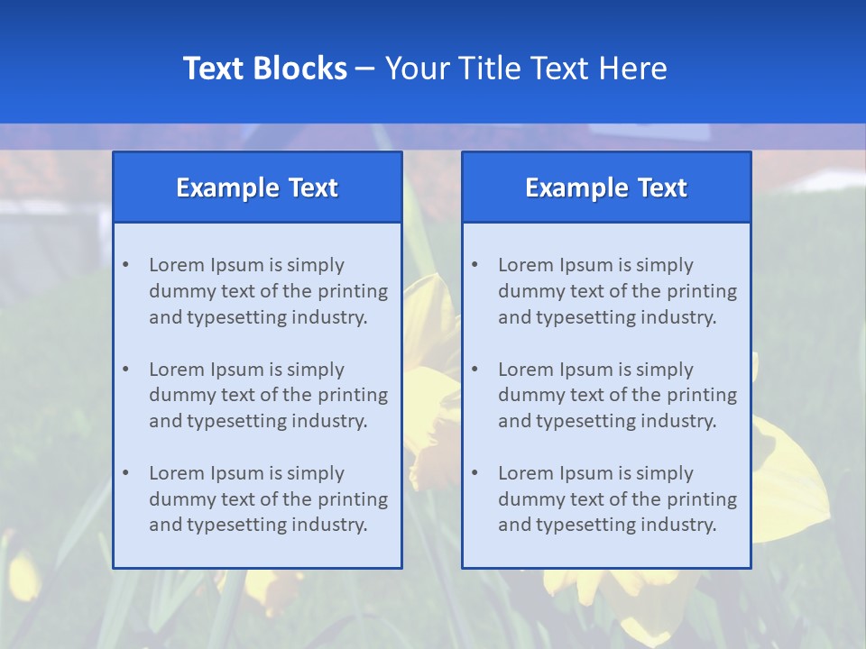 Yellow Daffodils With Blurred British Houses In The Background PowerPoint Template