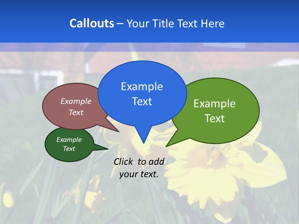 Yellow Daffodils With Blurred British Houses In The Background PowerPoint Template