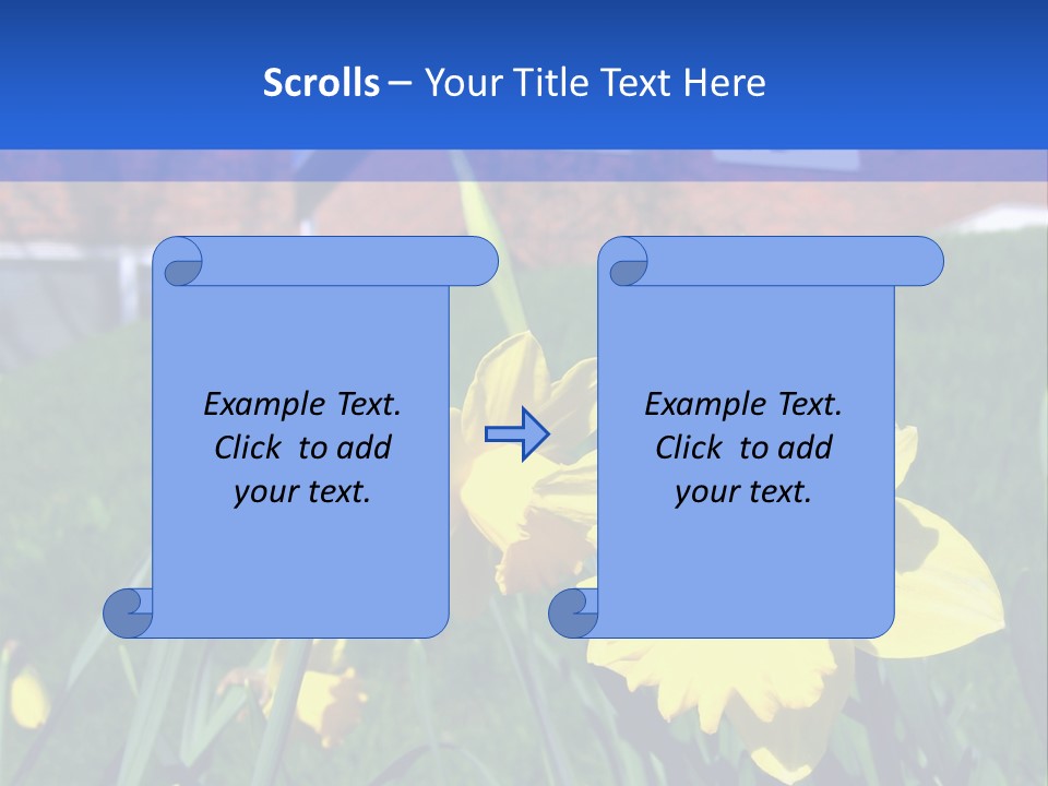 Yellow Daffodils With Blurred British Houses In The Background PowerPoint Template