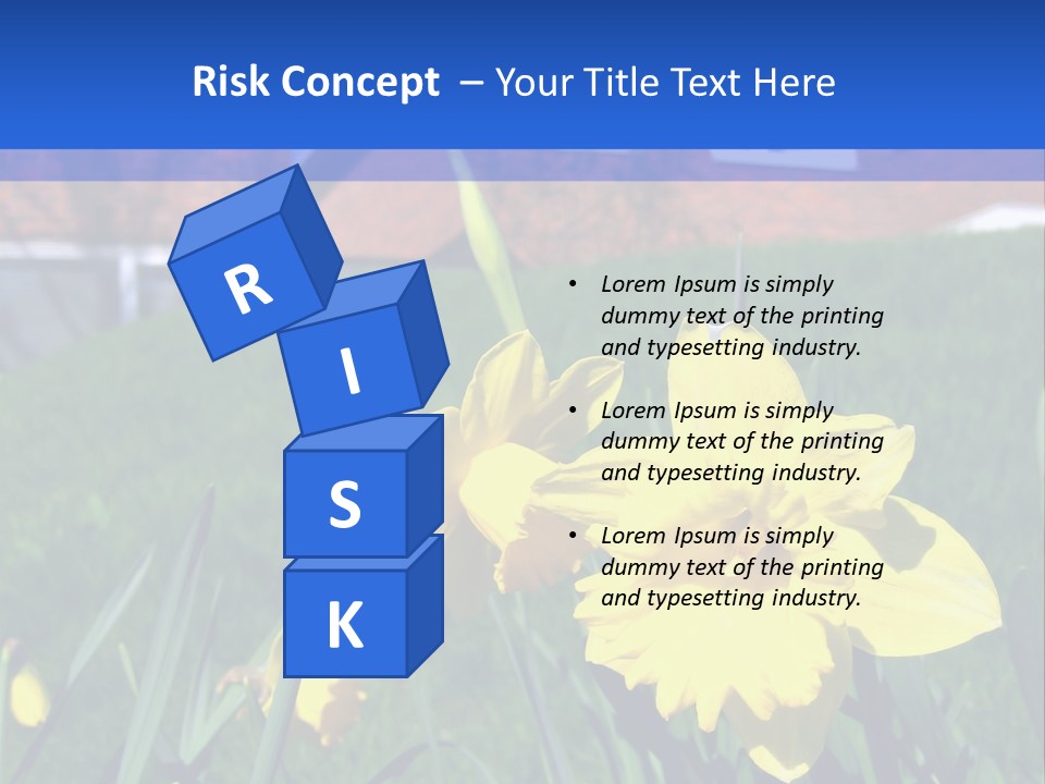 Yellow Daffodils With Blurred British Houses In The Background PowerPoint Template