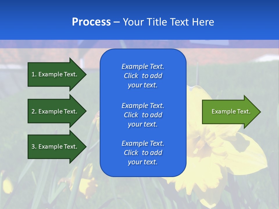 Yellow Daffodils With Blurred British Houses In The Background PowerPoint Template