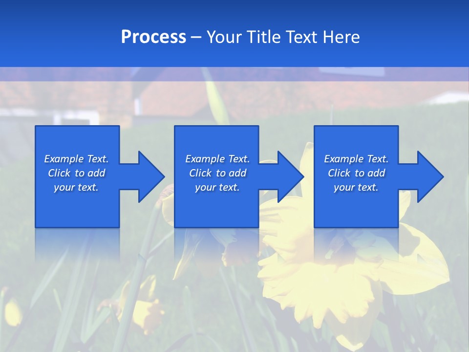 Yellow Daffodils With Blurred British Houses In The Background PowerPoint Template