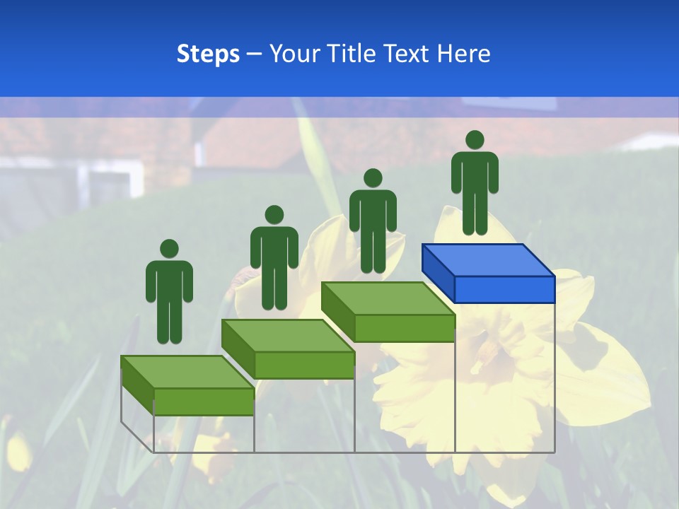 Yellow Daffodils With Blurred British Houses In The Background PowerPoint Template