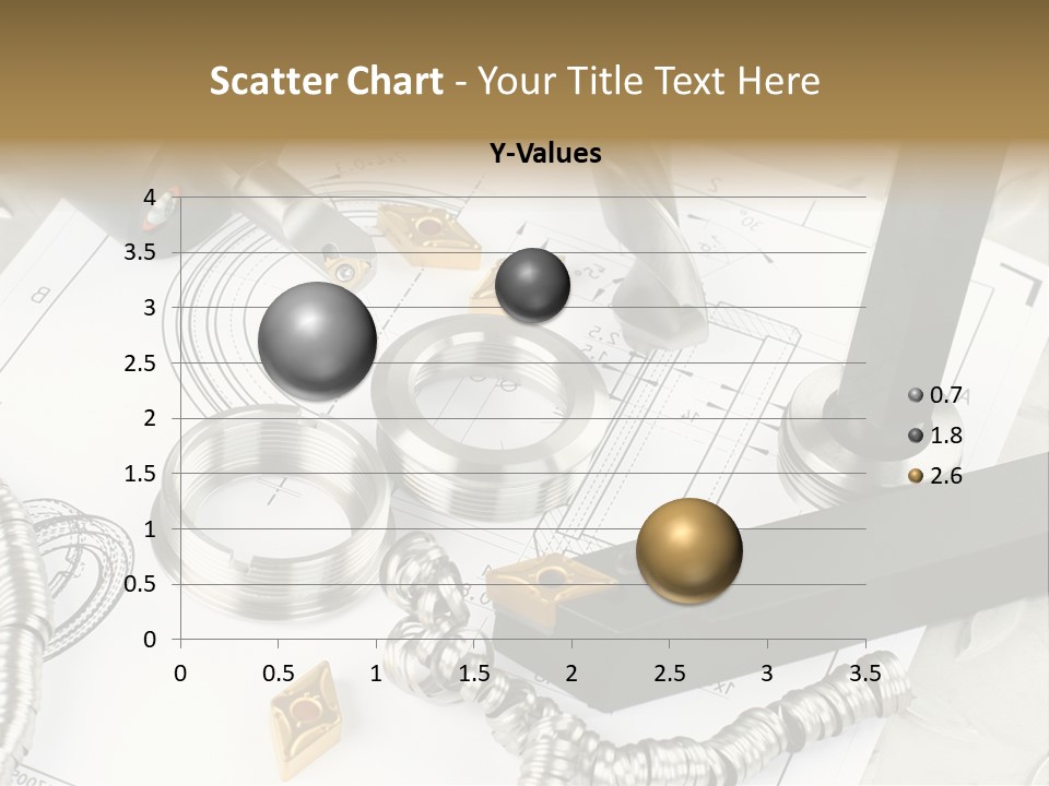 Lathe Tool, Drill And Workpiece Laid On The Blueprint PowerPoint Template