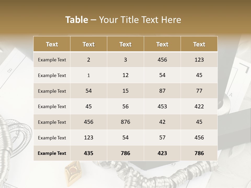 Lathe Tool, Drill And Workpiece Laid On The Blueprint PowerPoint Template