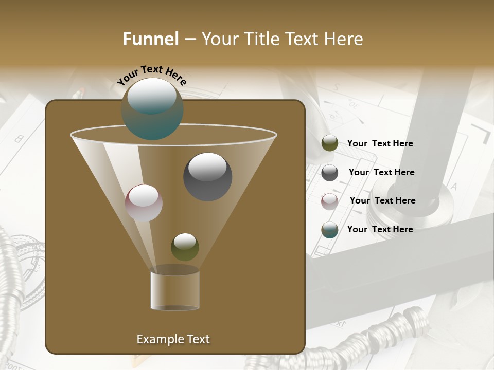 Lathe Tool, Drill And Workpiece Laid On The Blueprint PowerPoint Template