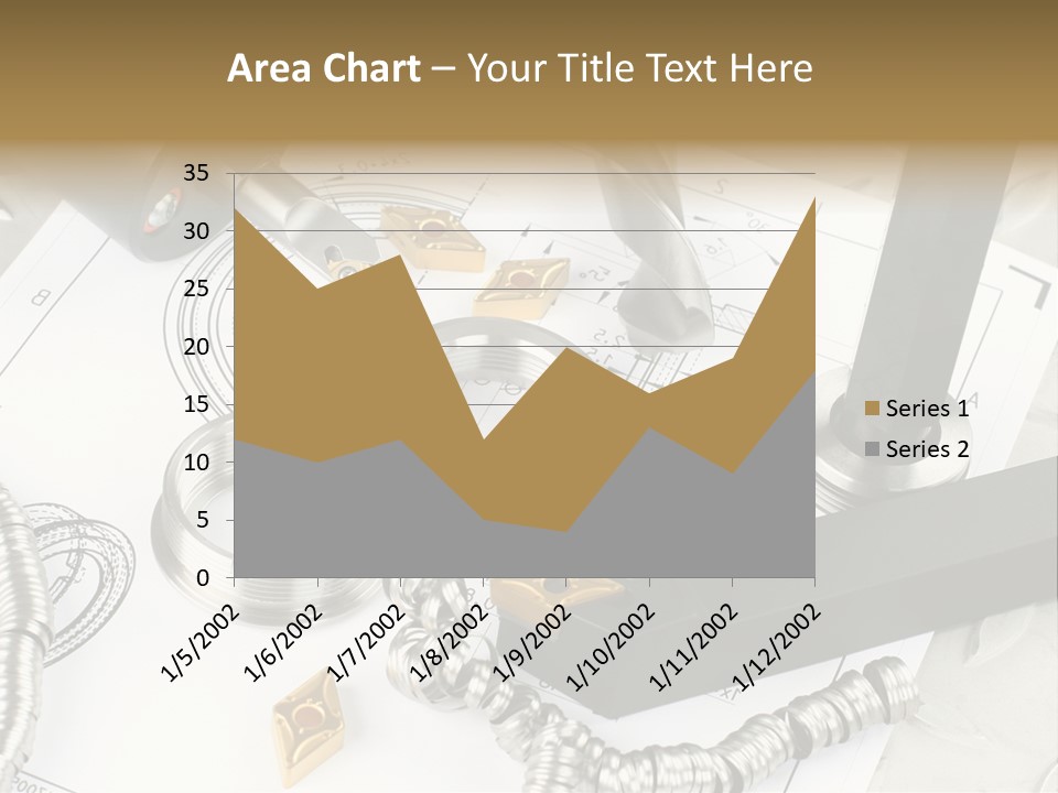 Lathe Tool, Drill And Workpiece Laid On The Blueprint PowerPoint Template